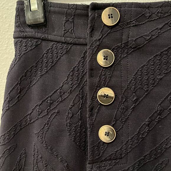 J Mclaughlin Valerie Skirt 4 Black Zebra Jacquard Knee Length Button Career - Picture 4 of 6